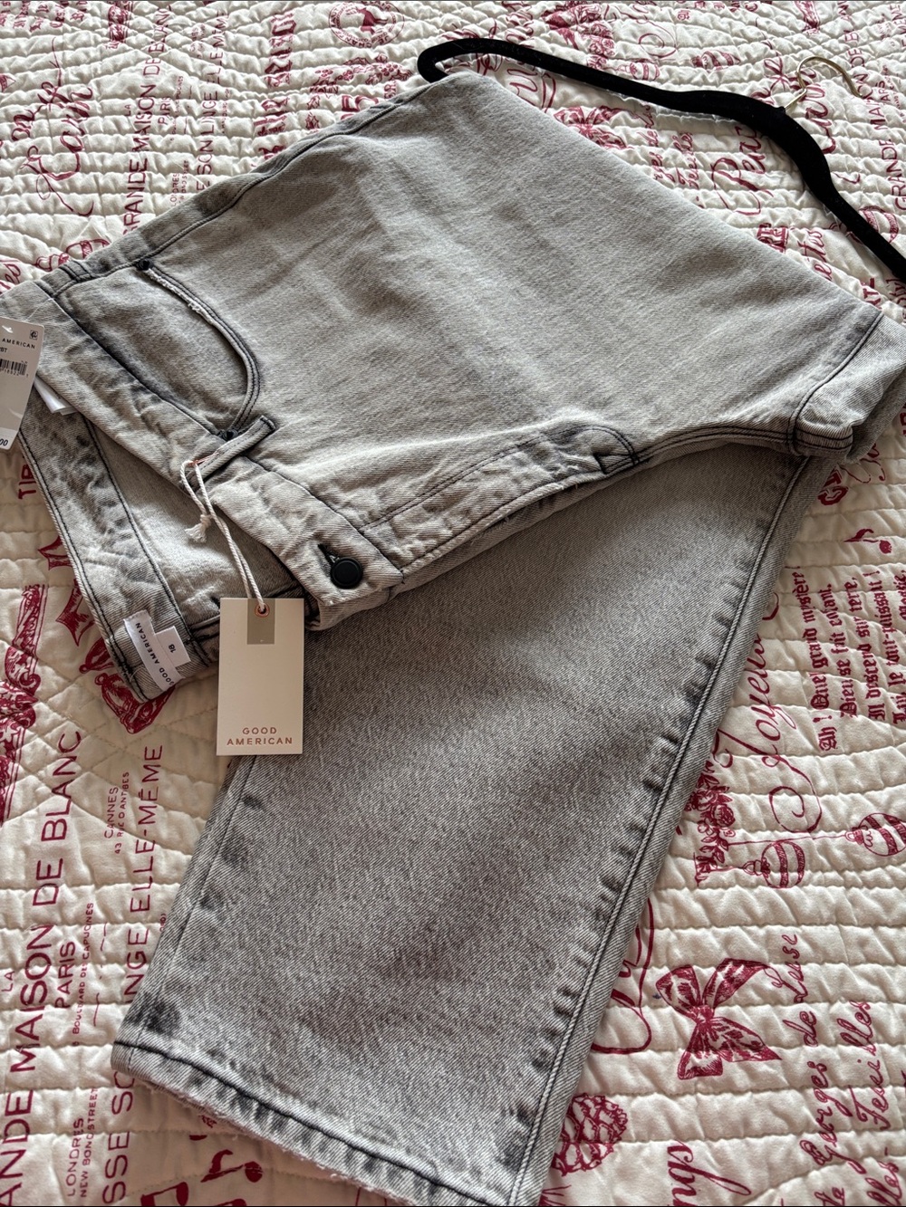 NWT Good American Women’s Washed-Black Straight Leg Jeans SZ 18W